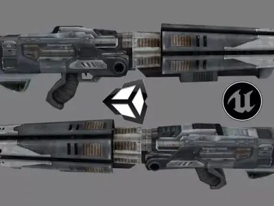 Laser rifle stylish gun low-poly 3D model Low-poly 3D model