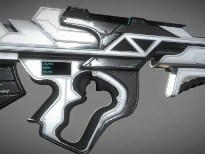 Cyberpunk Heavy BattleRifle Low-poly 3D model
