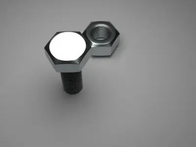 Hex Bolt and Nut 3D model
