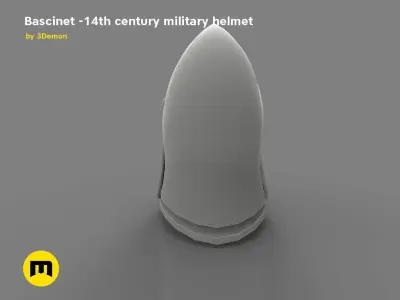Bascinet -14th century military helmet Low-poly 3D model