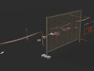 Construction Safety Elements Low-poly 3D model