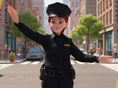 Stylized Female Police Officer Rigged woman cop Policewoman Low-poly 3D model