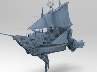Baroque detailed Drake ship 3D model