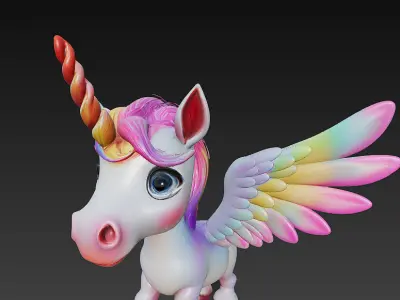 Unicorn Pony Rainbow Realistic 3D Model Basic - Low Poly Low-poly 3D model