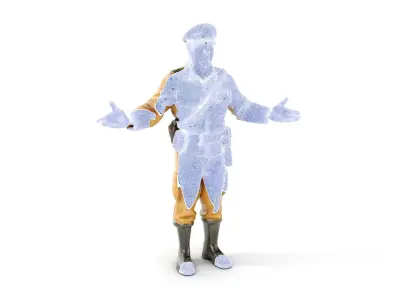 Military Officer D Character Model Rigged and Animated Low-poly 3D model