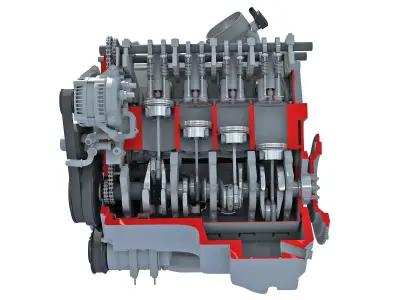 Sectioned Animated V8 Engine 3D model
