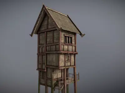 Medieval lake village - House 15 Low-poly 3D model