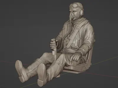 WWII Luftwaffe FW-190 Pilot 3D print model