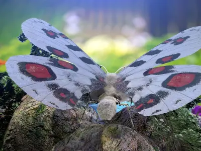 Apollo Butterfly Low-poly 3D model