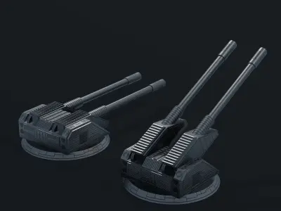 Spaceship Turret Z30 Low-poly 3D model