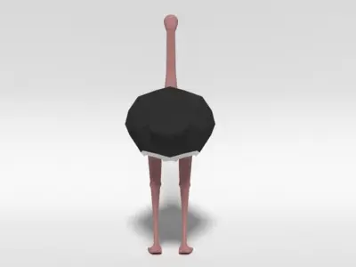 Low Poly Cartoon Ostrich Low-poly 3D model
