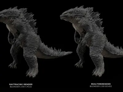 Godzilla kaiju titan Low-poly 3D model