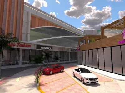 Modern Retail and Commercial Strip A30 DWG SketchUp 3D model