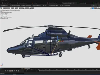 Rigged AS365 Daulphin Low-poly 3D model
