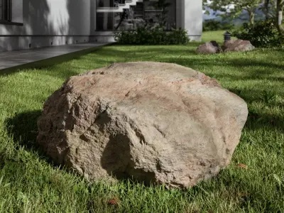  Rippled Round Large Rock Boulder Model, Pale Red 