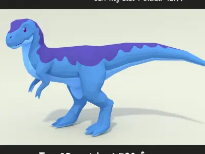 Low-poly T-rex Standing Pose Printable 12 colors Low-poly 3D model
