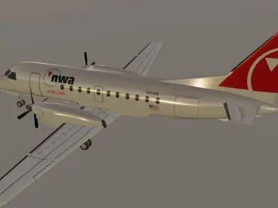 Northwest Airlines SAAB 340 3D Model  Low-poly 3D model