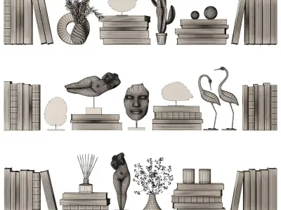 Shelf Decor set 1 3D model