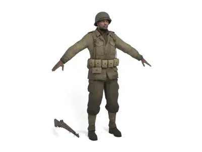 Allied soldier 2 Low-poly 3D model