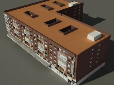 Building apartment - apartment Low-poly 3D model