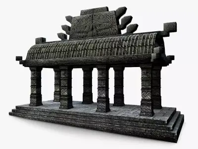 Low Poly Aztec small temple Low-poly 3D model