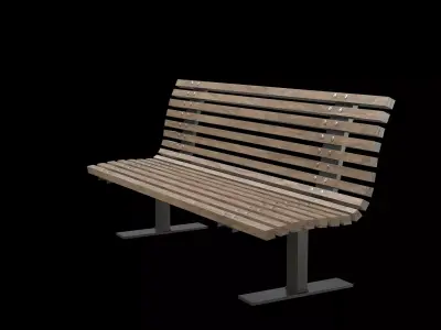 Public Bench V-03 Low-poly 3D model
