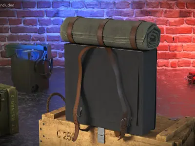 74th New York Infantry Backpack with Blanket 3D model