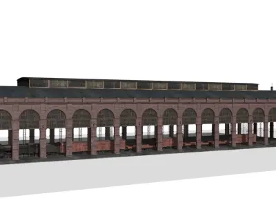 Railroad station Low-poly 3D model