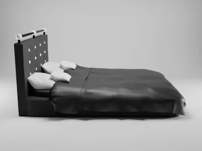 Fashionable and stylish bed in dark shades Free 3D model