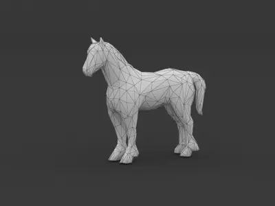 Low Poly Horse Model polygonal Low-poly 3D model