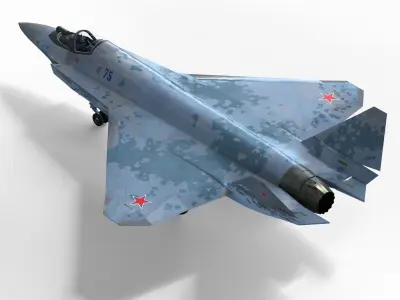 Sukhoi checkmate T-75 LTS Low-poly 3D model