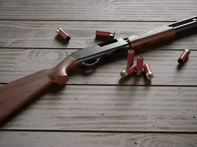 Shotgun wooden Low-poly 3D model