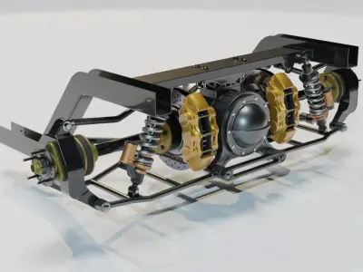 Racing Rear car truck suspension Low-poly 3D model