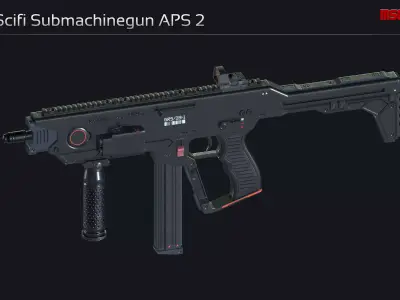 Scifi Submachinegun APS 2 Low-poly 3D model