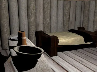 Old medieval house Low-poly 3D model