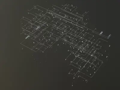 Electrical piping in building 3D model