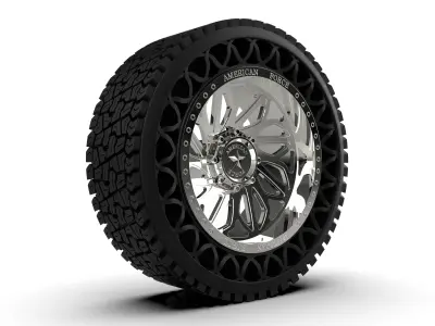 airless article tire with american force wheel 3D print model