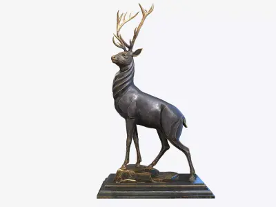 Deer Sculpture Low-poly 3D model