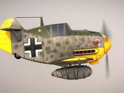 German Messerschmitt Bf-109 Toon Low-poly 3D model