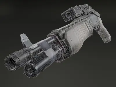 Stylized shotgun Low-poly 3D model order