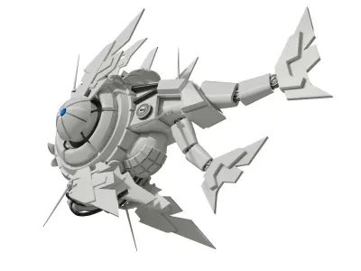 Drone futuristic fish Low-poly 3D model