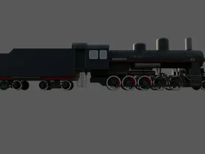 Steam locomotive EA-2408 Low-poly 3D model