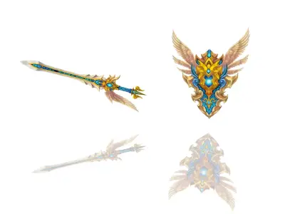 Angel - Sword and Shield Low-poly 3D model
