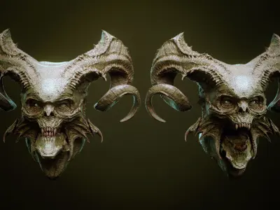 DEMON part one 52 Heads with Blendshapes 3D model