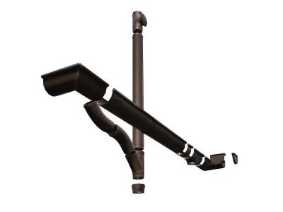 Old brown Gutter System PBR Low-poly 3D model