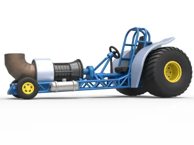 Mini Rod pulling tractor with jet engine 2 Scale 1 to 25 3D print model