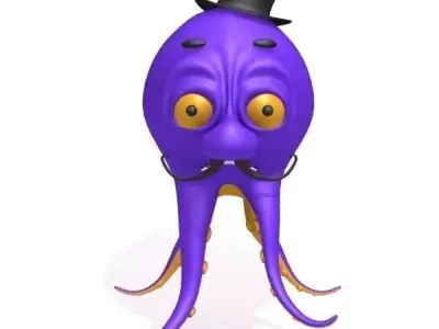 Octopus Cartoon Low-poly 3D model