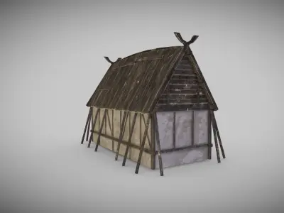 Viking Longhouse Low-poly 3D model
