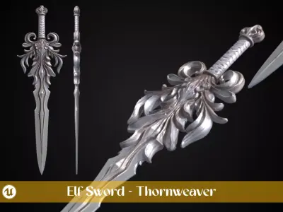 Stylized Elf Sword - Thornweaver - Game Ready 3D model
