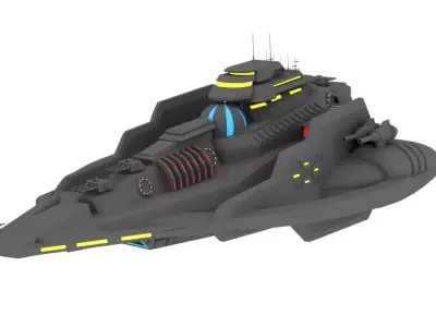 SCI-FI Battleship Poseidon Free low-poly 3D model